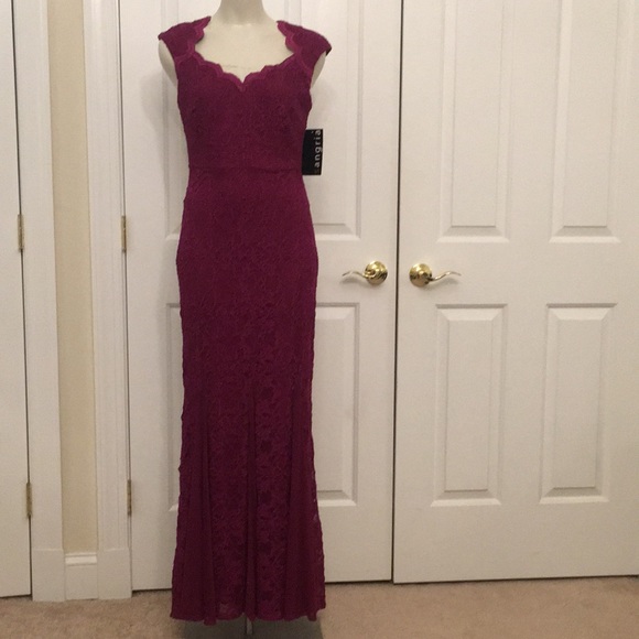 Signature by Sangria Dresses & Skirts - Sangria berry colored lace gown